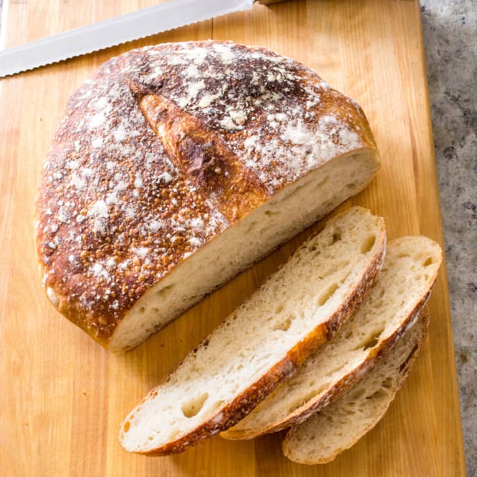 Almost No-Knead Sourdough Bread