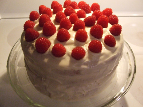 Bride's Cake with Raspberry Filling and White Chocolate Frosting