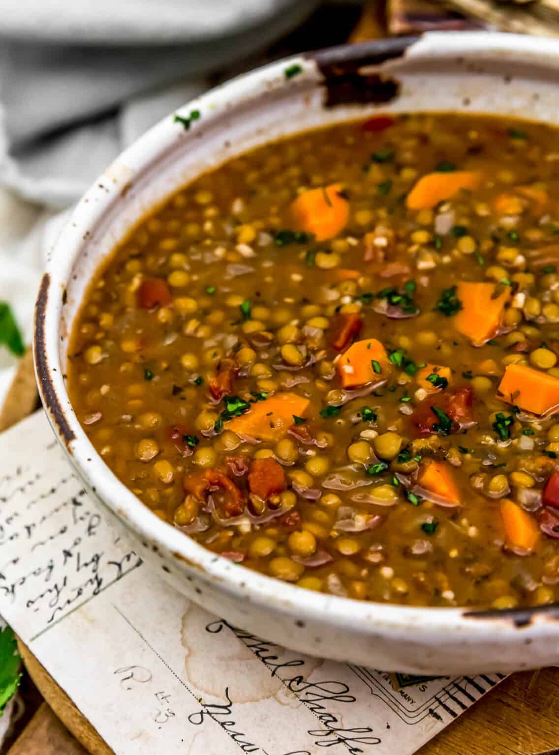 Chickenless Sausage and Lentil Soup