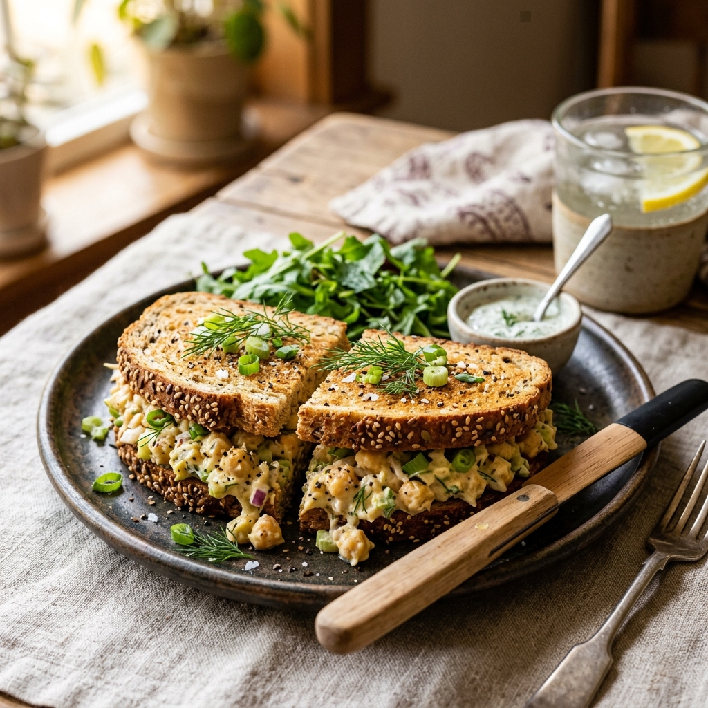 Creamy Chickpea Eggless Egg Salad Sandwich