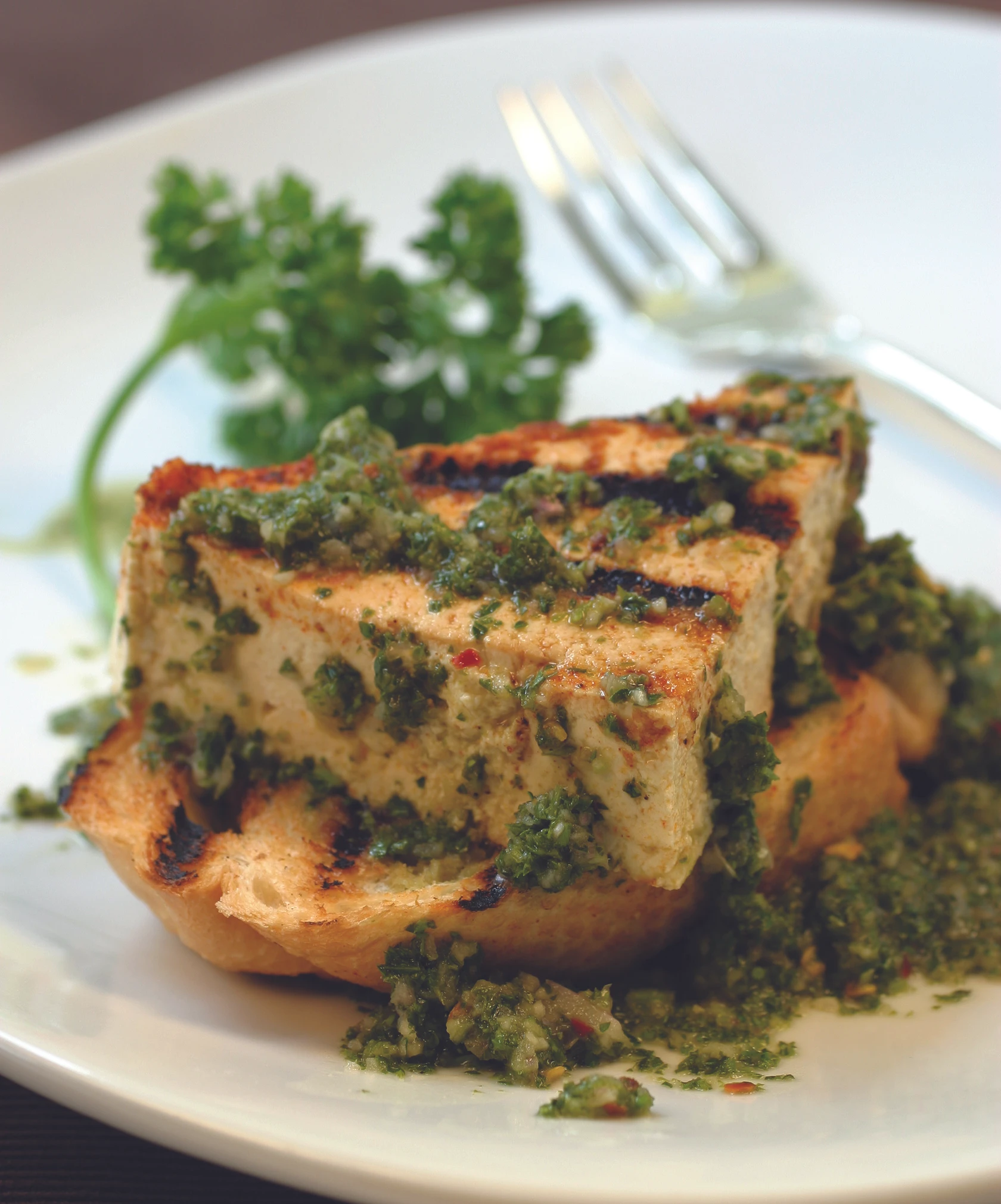 Grilled Tofu with Chimichurri Sauce