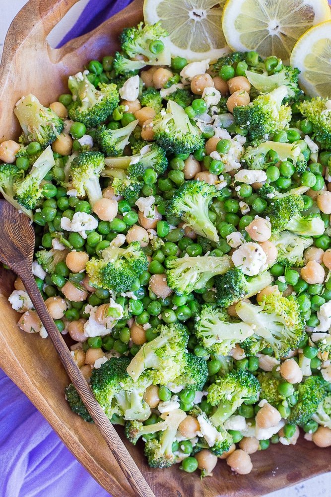 Lemony Broccoli Salad with Chickpeas & Feta