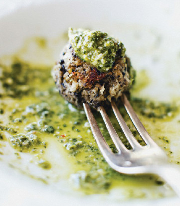 Lentil Meatballs with Lemon Pesto