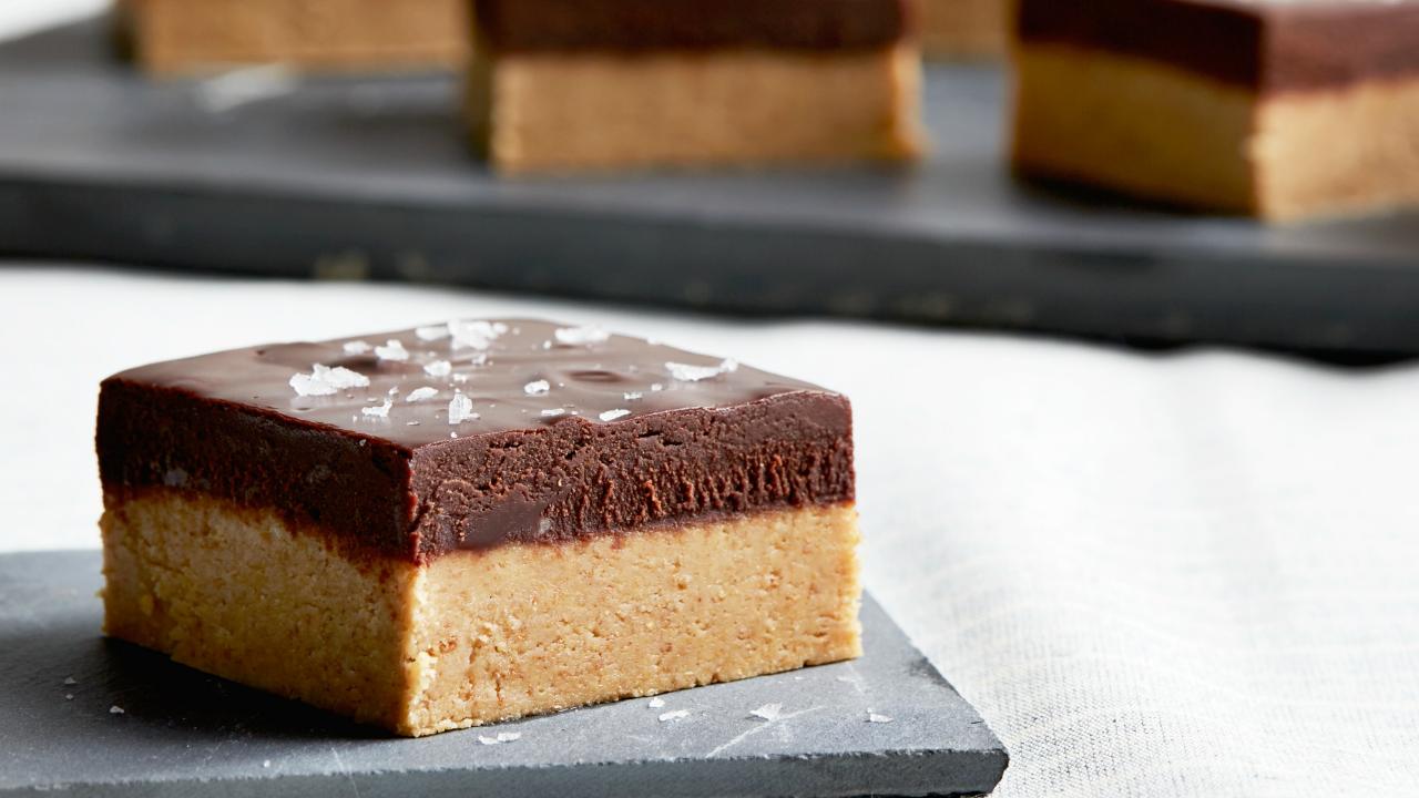 Peanut Butter Bars with Salted Chocolate Ganache