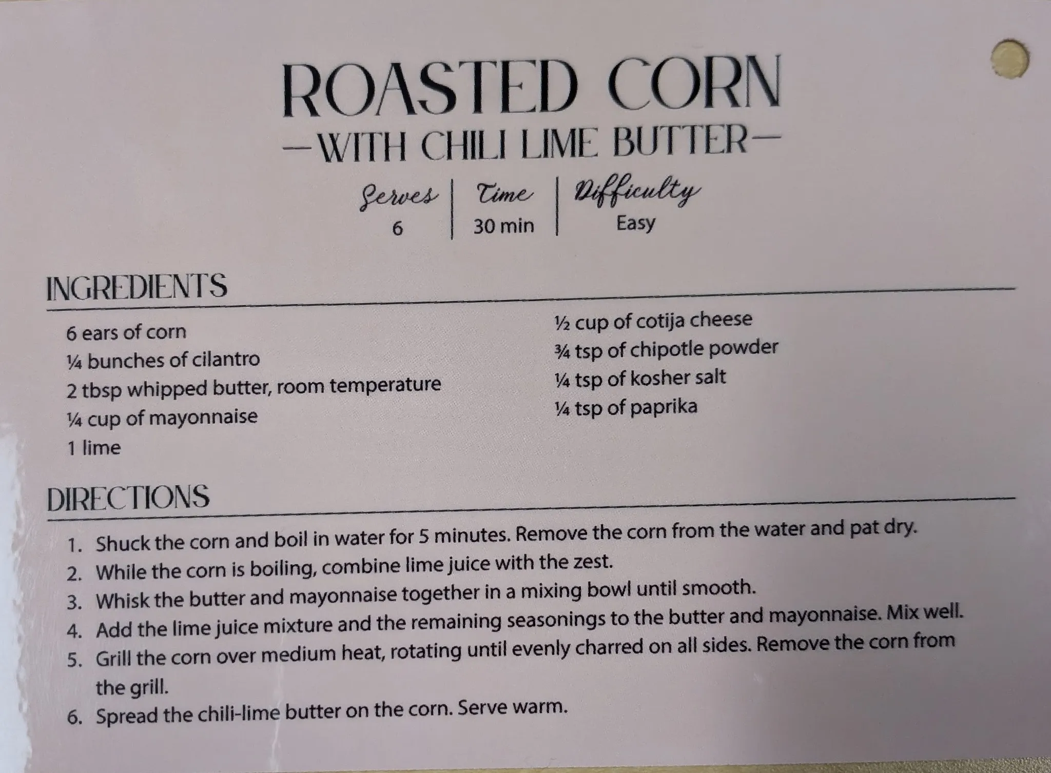 Roasted Corn with Chile Lime Butter