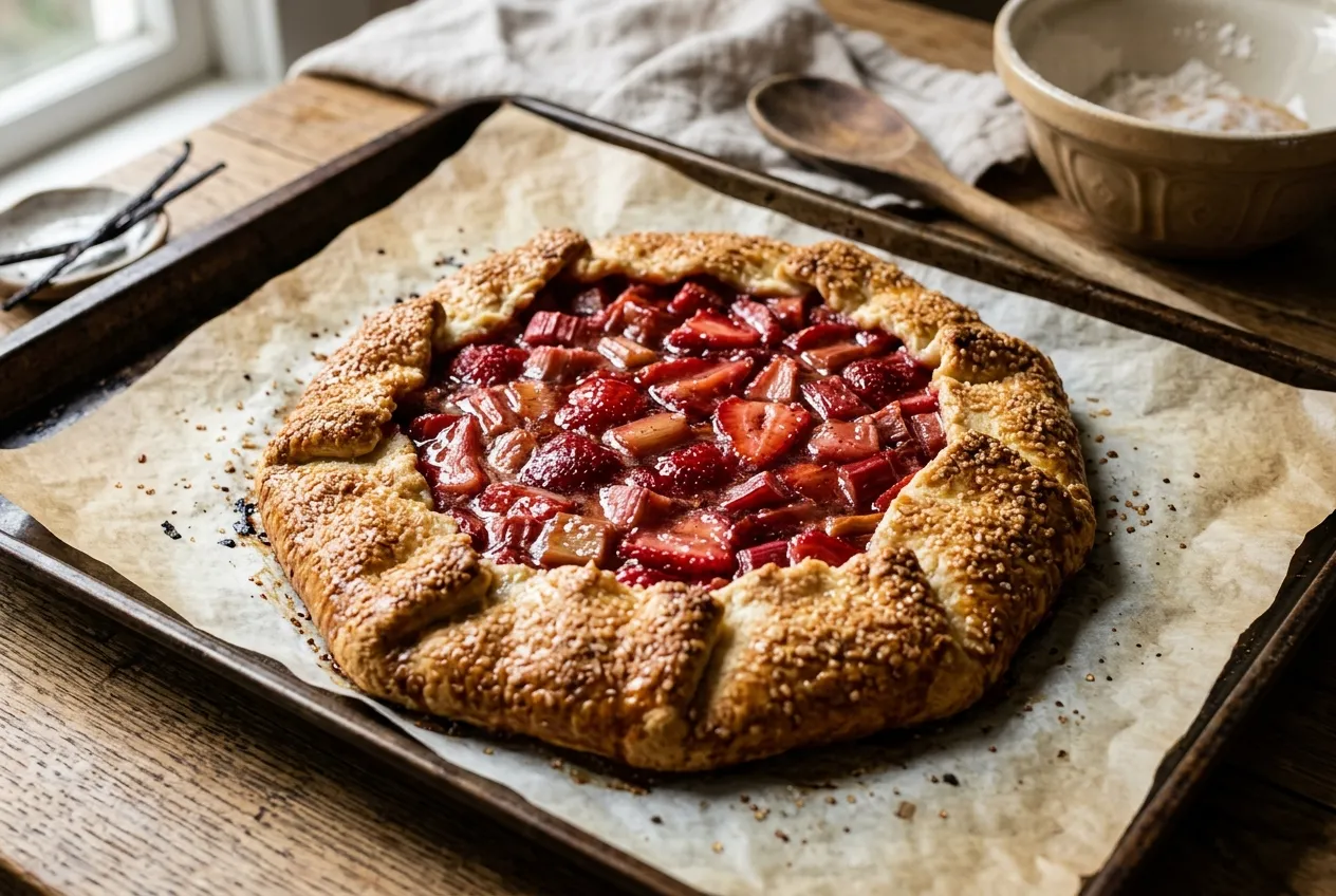 Strawberry Rhubarb Cardamom Galette